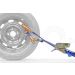 Autospanband voor het vastzetten van een auto. Bevestiging door de velg van de auto. Afmeting 150cm lang 35mm breed.