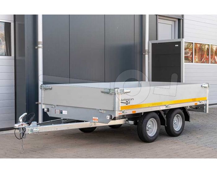 Vooraanzicht Eduard plateauwagen 2615-2-PB30-075-56-2 260x150cm ongeremde tandemas 10" wielen met 145/80R10 banden