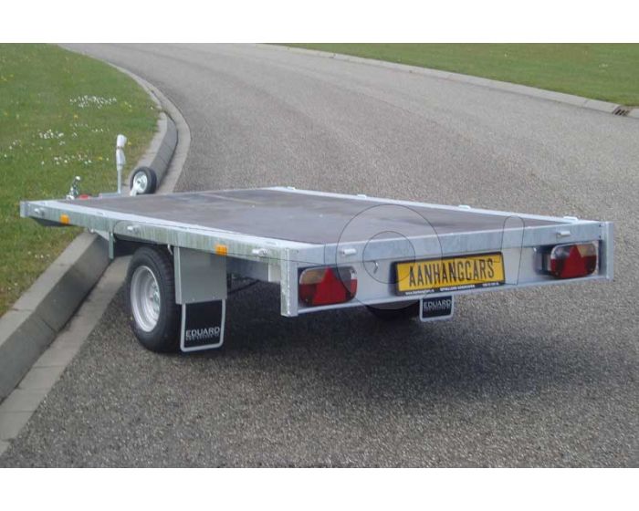 Eduard enkelas vlakke plateauwagen 2615-3-PV-150-56 zonder borden, afmeting 260x150cm, bruto laadvermogen 1500kg en laadvloerhoogte 56cm