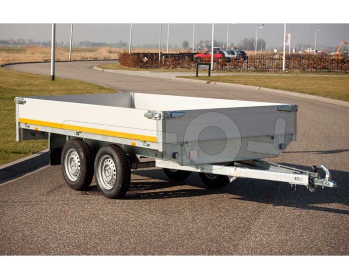 Eduard plateauwagen met 40cm borden, 310x160cm, bruto laadvermogen 750kg ongeremd, laadvloerhoogte 72cm
