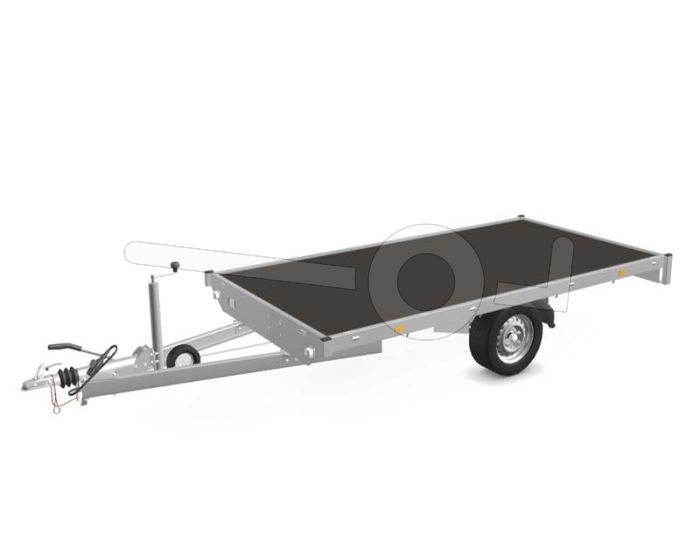 Eduard plateauwagen 3116-3-PV-180-63, Lxb 310x160cm, Bruto 1800kg (1510kg netto), Lvh 63cm, Vlak zonder borden, Enkelas geremd, Banden 195/50R13