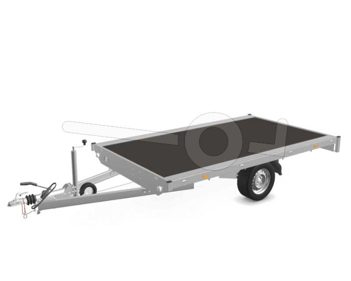 Eduard plateauwagen 3118-3-PV-180-63, Lxb 310x180cm, Bruto 1800kg (1491kg netto), Lvh 63cm, Vlak zonder borden, Enkelas geremd, Banden 195/50R13