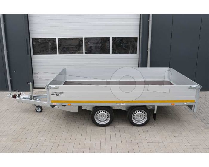 Eduard plateauwagen met 40cm borden, afmeting 330x180cm , laadvloerhoogte 63cm, bruto laadvermogen 2000kg.
