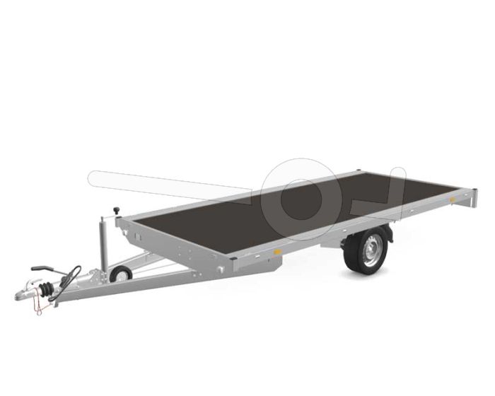 Eduard plateauwagen 4018-3-PV-180-63, Lxb 406x180cm, Bruto 1800kg (1439kg netto), Lvh 63cm, Vlak zonder borden, Enkelas geremd, Banden 195/50R13