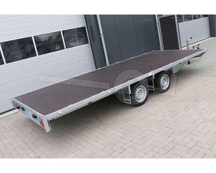 Eduard plateauwagen 4520-4-PV-300-63, vlakke laadvloer zonder borden, 456x200cm, bruto laadvermogen 3000kg, laadvloerhoogte 63cm met 195/50R13 banden