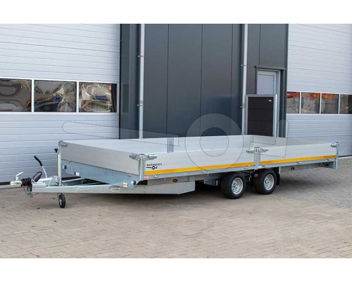 Eduard geremde tandemasser plateauwagen 5522-4-PB40-300-56, 556x220cm met 40cm aluminium borden, bruto laadvermogen 3000kg, laadvloerhoogte 56cm met 195/55R10 banden