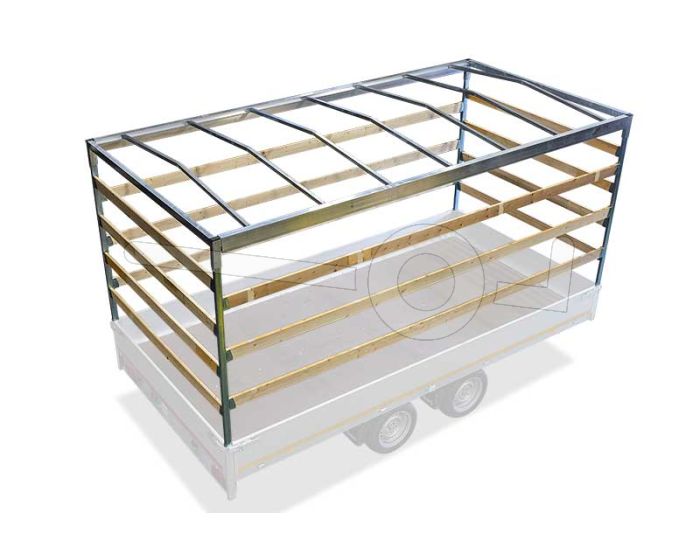 Huifstellage 356x200x180cm 3520-S-SFZ-180 ten behoeve van huif met schuifzeil voor Eduard plateauwagen of multitransporter met een laadbak van 356x200cm. Hoogte 180cm, gemeten vanaf de laadvloer.