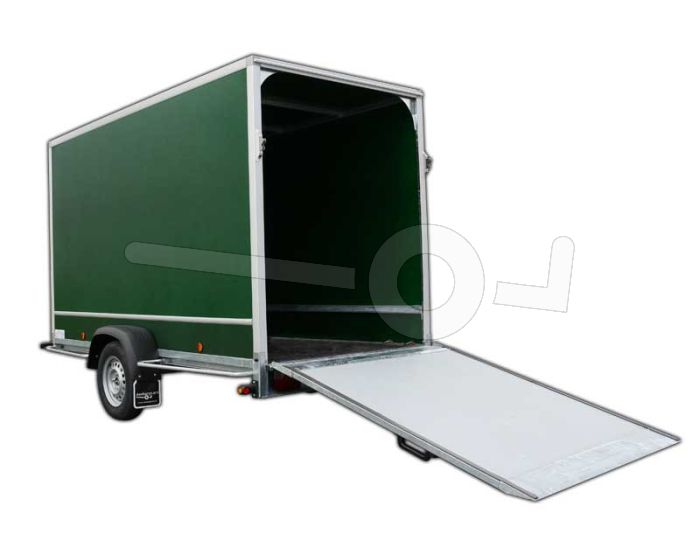 Optionele achterklep 180x180cm in plaats van twee achterdeuren Power Trailer gesloten aanhangwagen.