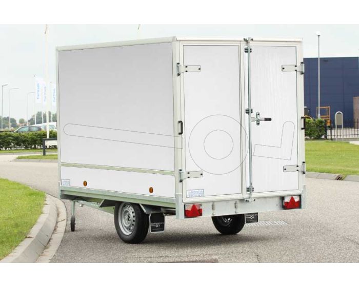 Gesloten plateau aanhangwagen Powertrailer 307x160x150cm enkelasser 1300kg