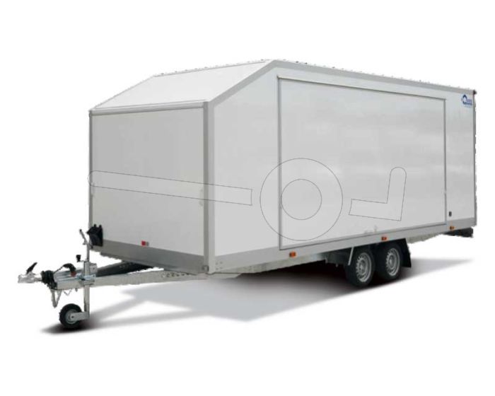 Blyss Speedway I gesloten autotransporter, afmeting 600x220x200cm, sandwichpanelen, twee zijkleppen, twee achterdeuren, Bruto 3500kg (2050kg netto), Tandemas geremd, Banden 195/50R13