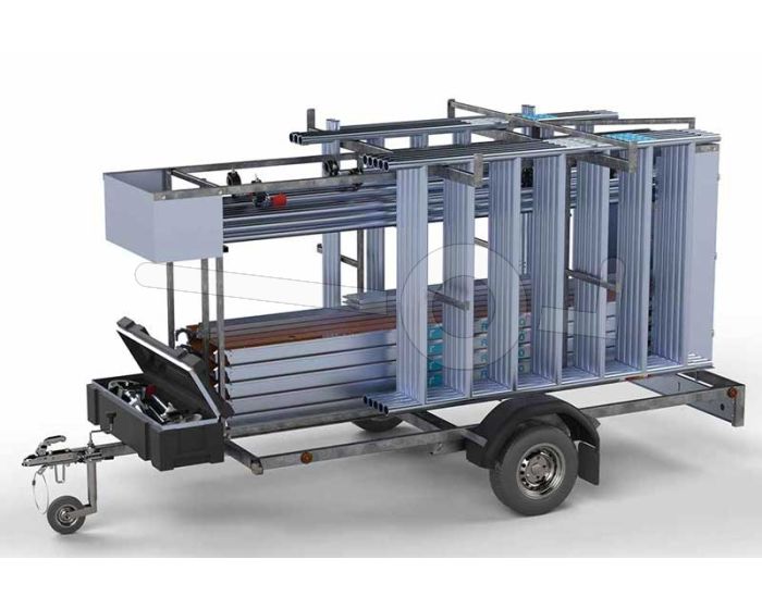 Afsluitbare steigeraanhanger met steiger 305x135cm werkhoogte 10,2 meter