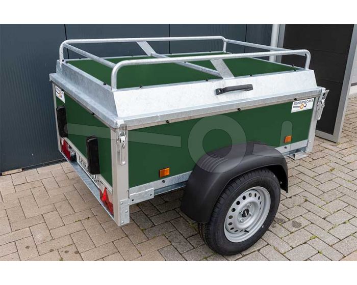 Koel vanavond bewijs Bagagewagen 175x110x60 (lxbxh bak), 750kg (550 netto). Groene betonplex panelen, banden 13", enkelas Koel vanavond bewijs Bagagewagen 175x110x60 (lxbxh bak), 750kg (550 netto). Groene betonplex panelen, banden 13", enkelas