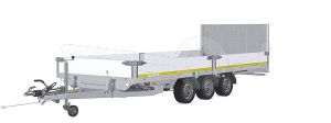 Eduard machinetransporter 5020-5-AK3-3563-N, Lxb 506x200cm, Kantelbaar, Bruto 3500kg (2452kg netto), Lvh 63cm, Alu borden 30cm, Brede oprijklep, Tridemas geremd, Banden 195/50R13, Elektrische bediening.