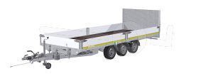 Eduard machinetransporter 5020-5-AK3-3563-J, Lxb 506x200cm, Kantelbaar, Bruto 3500kg (netto 2450kg), Lvh 63cm, Alu borden 30cm, Brede oprijklep, Tridemas geremd, Banden 195/50R13, Handmatige bediening.