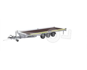 Eduard kantelbare autotransporter 6022-5-AO1-3563-J, Lxb 606x220cm, Bruto 3500kg (2411kg netto), Lvh 63cm, Alu borden 10cm, Tridemas geremd, Banden 195/50R13, Met oprijplaten. Handmatige bediening.