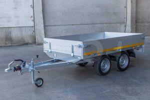 Eduard plateauwagen 2514-4-PB30-200-63, Lxb 250x145cm, Bruto 2000kg (ca. 1606kg netto), Lvh 63cm, Alu borden 30cm, Tandemas geremd, Banden 195/50R13.