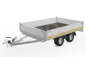 Eduard plateauwagen 2618-4-PB30-075-56, Lxb 260x180cm, Bruto 750kg (253kg netto), Lvh 56cm, Alu borden 30cm, Tandemas geremd, Banden 195/55R10