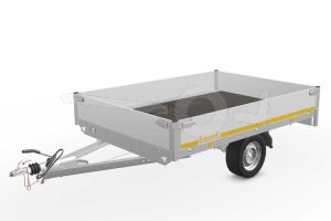 Eduard plateauwagen 2618-3-PB30-075-63, Lxb 260x180cm, Bruto 750kg (385kg netto), Lvh 63cm, Alu borden 30cm, Enkelas geremd, Banden 195/50R13