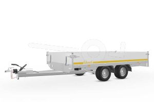 Eduard plateauwagen 3015-4-P3-0756, Lxb 300x150cm, Bruto 750kg (341kg netto), Lvh 56cm, Alu borden 30cm, Tandemas geremd, Banden 195/55R10.