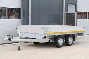 Eduard plateauwagen 3118-4-PB30-270-72, Lxb 310x180cm, Bruto 2700kg (2165kg netto), Lvh 72cm, Alu borden 30cm, Tandemas geremd, Banden 195/65R14