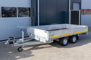 Eduard plateauwagen 3118-4-PB30-300-56, Lxb 310x180cm, Bruto 3000kg (2465kg netto), Lvh 56cm, Alu borden 30cm, Tandemas geremd, Banden 195/55R10