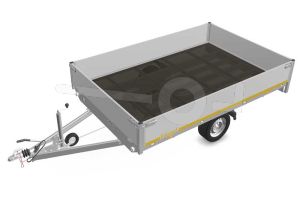 Eduard plateauwagen 3120-3-PB40-150-63, Lxb 310x200cm, Bruto 1500kg (1106kg netto), Lvh 63cm, Alu borden 40cm, Enkelas geremd, Banden 195/50R13
