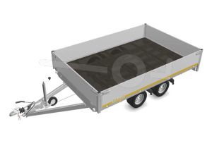 Eduard plateauwagen 3120-4-PB40-200-56, Lxb 310x200cm, Bruto 2000kg (1463kg netto), Lvh 56cm, Alu borden 40cm, Tandemas geremd, Banden 195/55R10