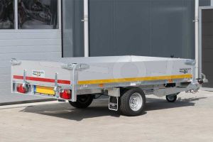 Eduard multitransporter 2615-3-POB30-150-56, Lxb 260x150cm, Bruto 1500kg (1130kg netto), Lvh 56cm, Alu borden 30cm, Enkelas geremd, Banden 195/55R10, Met oprijplaten (geen lier).