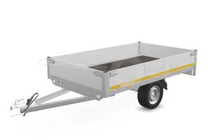 Eduard multitransporter 2615-3-POB30-180-63, Lxb 260x150cm, Bruto 1800kg (1437kg netto), Lvh 63cm, Alu borden 30cm, Enkelas geremd, Banden 195/50R13, Met oprijplaten (geen lier).