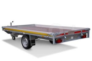 Eduard multitransporter 2618-3-POB10-100-63, Lxb 260x180cm, Bruto 1000kg (607kg netto), Lvh 63cm, Alu borden 10cm, Enkelas geremd, Banden 195/50R13, Met oprijplaten (geen lier).