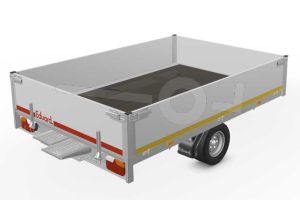 Eduard multitransporter 2618-3-POB40-135-56, Lxb 260x180cm, Bruto 1350kg (919kg netto), Lvh 56cm, Alu borden 40cm, Enkelas geremd, Banden 195/55R10, Met oprijplaten (geen lier).