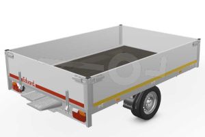 Eduard multitransporter 2618-3-POB40-180-63, Lxb 260x180cm, Bruto 1800kg (1369kg netto), Lvh 63cm, Alu borden 40cm, Enkelas geremd, Banden 195/50R13, Met oprijplaten (geen lier).