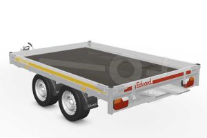Eduard multitransporter 2618-4-POB10-200-63, Lxb 260x180cm, Bruto 2000kg (1465kg netto), Lvh 63cm, Alu borden 10cm, Tandemas geremd, Banden 195/50R13, Met oprijplaten (geen lier).