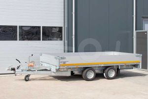 Eduard multitransporter 3118-4-PMB40-270-56, Lxb 310x180cm, Bruto 2700kg (2047kg netto), Lvh 56cm, Alu borden 40cm, Tandemas geremd, Banden 195/55R10, Met oprijplaten en lier.