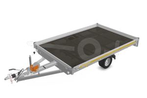 Eduard multitransporter 3120-3-PMB10-150-56, Lxb 310x200cm, Bruto 1500kg (1047kg netto), Lvh 56cm, Alu borden 10cm, Enkelas geremd, Banden 195/55R10, Met oprijplaten en lier.