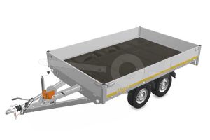 Eduard multitransporter 3120-4-PMB30-250-72, Lxb 310x200cm, Bruto 2500kg (1854kg netto), Lvh 72cm, Alu borden 30cm, Tandemas geremd, Banden 165R13, Met oprijplaten en lier.