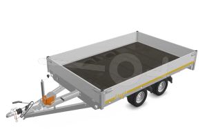 Eduard multitransporter 3120-4-PMB30-270-56, Lxb 310x200cm, Bruto 2700kg (2051kg netto), Lvh 56cm, Alu borden 30cm, Tandemas geremd, Banden 195/55R10, Met oprijplaten en lier.
