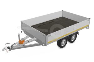 Eduard multitransporter 3120-4-PMB40-270-72, Lxb 310x200cm, Bruto 2700kg (2029kg netto), Lvh 72cm, Alu borden 40cm, Tandemas geremd, Banden 185/70R13, Met oprijplaten en lier.