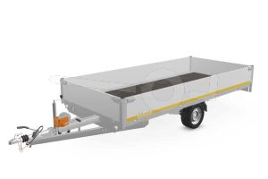 Eduard multitransporter 4018-3-PMB40-180-63, Lxb 406x180cm, Bruto 1800kg (1162kg netto), Lvh 63cm, Alu borden 40cm, Enkelas geremd, Banden 195/50R13, Met oprijplaten en lier.