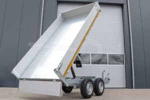 Eduard achterwaartse kipper 3118-4-1B30-270-N-72, Lxb 310x180cm, Bruto 2700kg (2056kg netto), Elektrische bediening, Lvh 72cm, Borden 30cm, Tandemas geremd, Banden 195/65R14