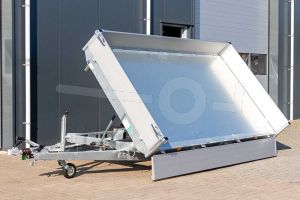 Eduard 3-zijdige  kipper met 30cm aluminium borden 330x180cm laadvermogen 3000kg elektrische en handmatige bediening