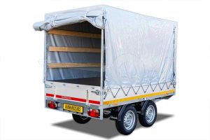 Grijs huifdoek voor standaard huif op Eduard plateauwagen 250x145cm, 100cm hoog vanaf de laadvloer.
