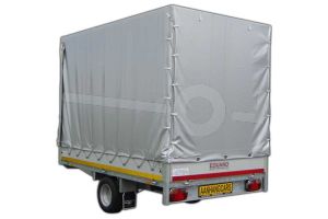 Standaard huifdoek 2615-Z-STD-16-7500 voor Eduard plateauwagen, multitransporter of kipper met een laadbak van 260x150cm. Hoogte 160cm hoog vanaf de laadvloer. Kleur van het huifdoek is 7500 grijs.  Onderdeelnummer 2615-Z-STD-16-7500.