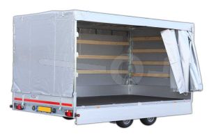 Huifdoek 330x180x160cm 3318-Z-SFZ-16-7500 ten behoeve van huif met schuifzeil voor Eduard plateauwagen, multitransporter of kipper met een laadbak van 330x180cm. Hoogte 160cm gemeten vanaf de laadvloer. Kleur van het huifdoek is 7500 grijs.