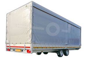 Huifdoek 606x200x220cm 6020-Z-SFZ-22-7500 ten behoeve van huif met schuifzeil voor Eduard plateauwagen of multitransporter met een laadbak van 606x200cm. Hoogte 220cm gemeten vanaf de laadvloer. Kleur van het huifdoek is 7500 grijs.