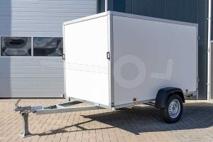 Vooraanzicht Power Trailer gesloten aanhangwagen 200x100x180cm, model PS Nr2 type 2