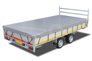 Grijs vlakzeil voor Eduard Trailer plateauwagen, kipper of multitransporter met een laadbak van 260x150cm