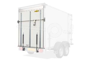 Neergaande achterklep i.p.v. achterdeuren voor Humbaur gesloten aanhangwagen 151x180cm