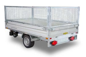 Loofrekken met gaasnetten, 60cm hoog, voor Humbaur HUK achterwaartse kipper met een laadbak van 230x140cm.