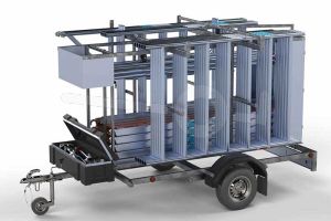 Afsluitbare steigeraanhanger compleet met rolsteiger standaard 250x135cm werkhoogte 12,2 meter